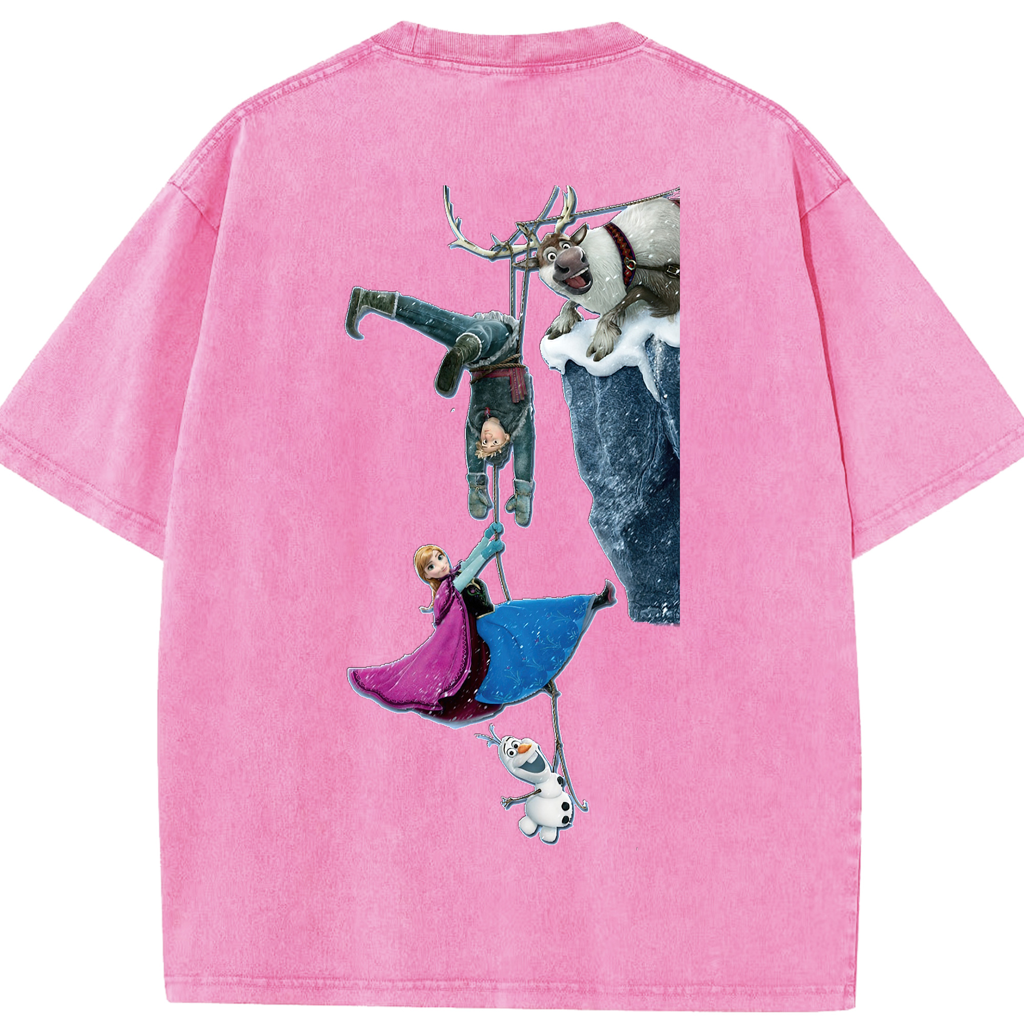 （画像用） アナと雪の女王 アンナ エルサ Frozen Anna Elsa 綿100% ヴィンテージ風 半袖Tシャツ（背面プリント）